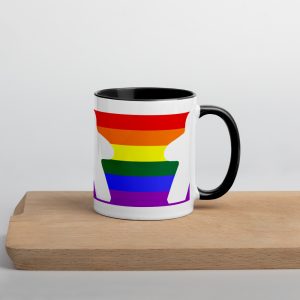 Rainbow Meeple Silhouette Mug with Color Inside