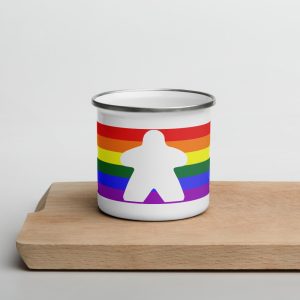 Rainbow Meeple Silhouette Enamel Mug